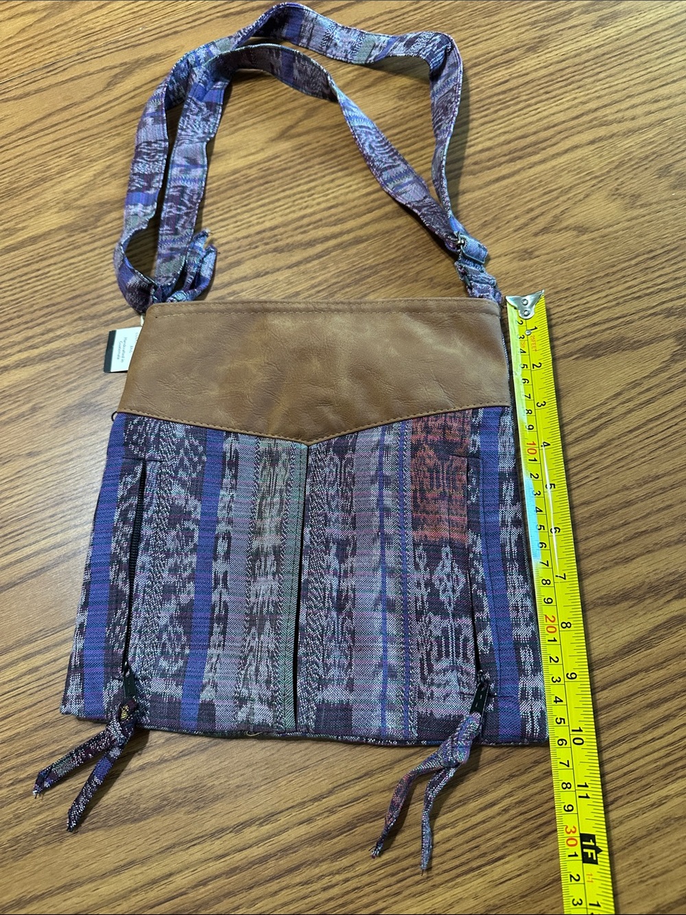 Source Unknown Purple & Brown Patterned Crossbody Bag